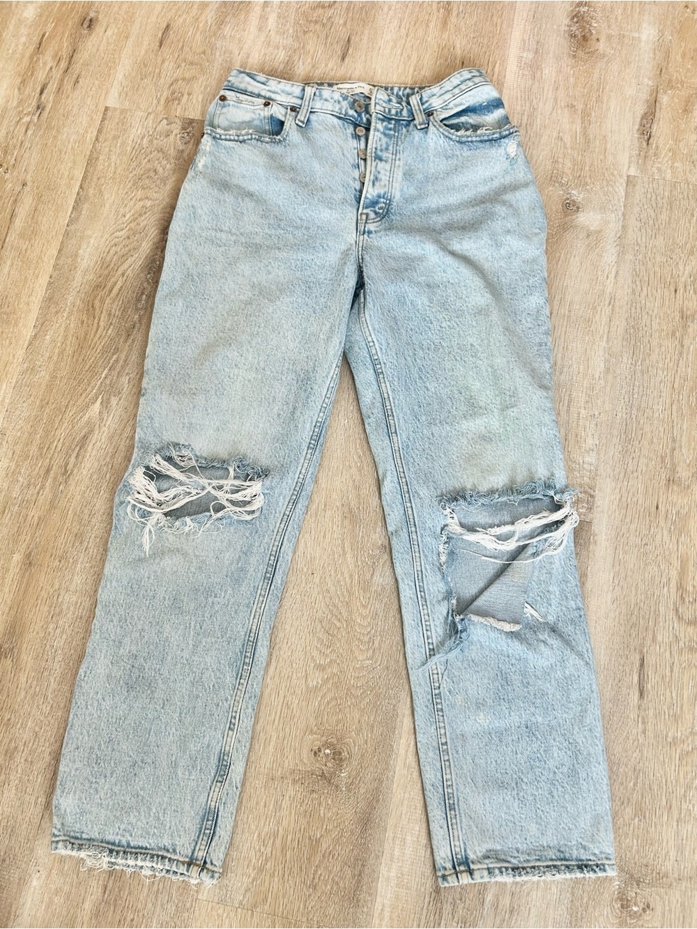 Abercrombie & Fitch Light Wash Distressed Boyfriend Jeans
